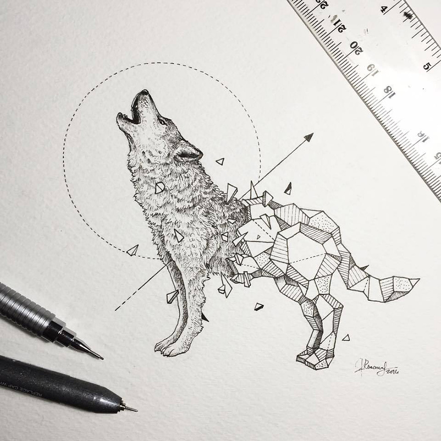 Lovely Half-Geometrical Drawings of Wild Animals 5