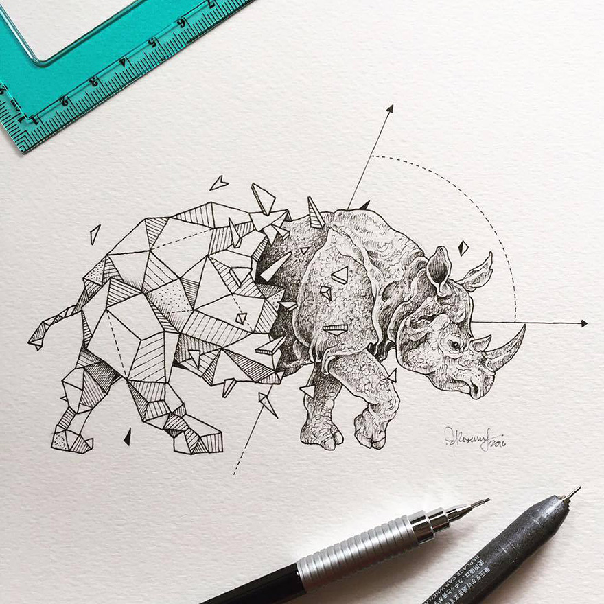Lovely Half-Geometrical Drawings of Wild Animals 8