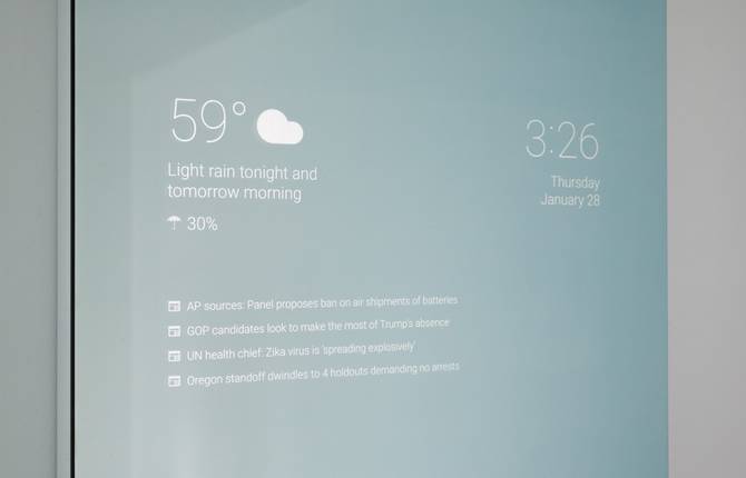 Google Now Mirror that Broadcasts the Weather