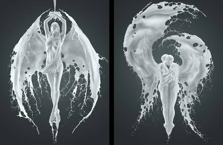 Models Turned into Angels with Milk