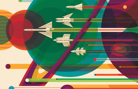 NASA Retro Space Travel Illustrated Posters
