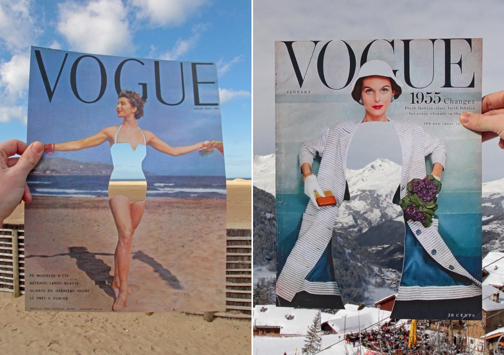 Vintage Vogue Covers Cut & Juxtaposed with Natural Backgrounds – Fubiz ...
