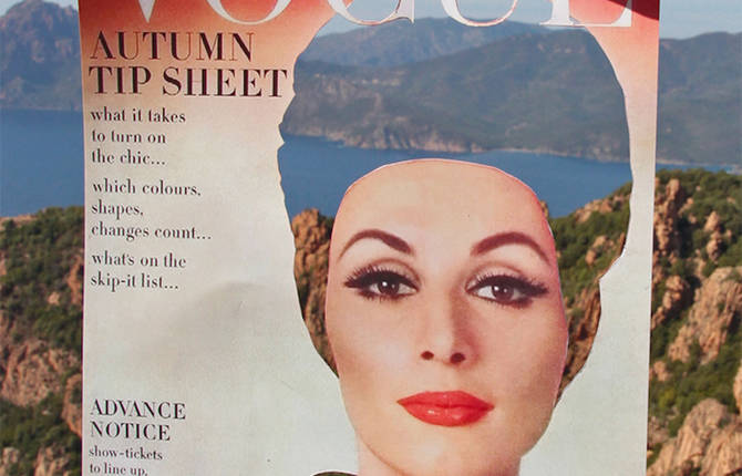 Vintage Vogue Covers Cut & Juxtaposed with Natural Backgrounds