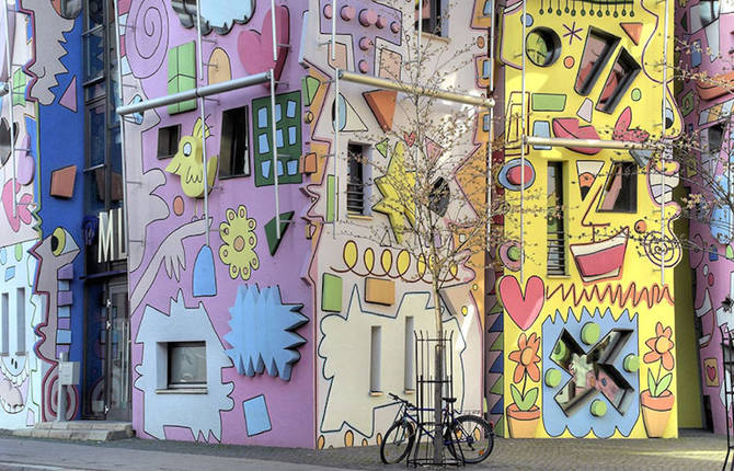 A Psychedelic and Cartoons Painted Building in Germany