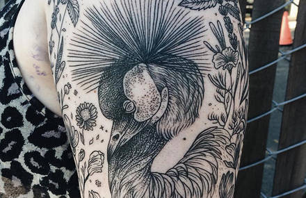 Beautiful Black Tattoos of Flora and Fauna