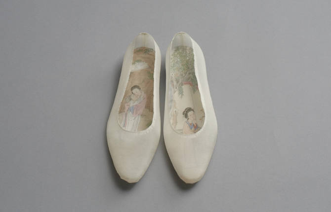 Traditional Chinese-Style Illustrations in Silk Shoes