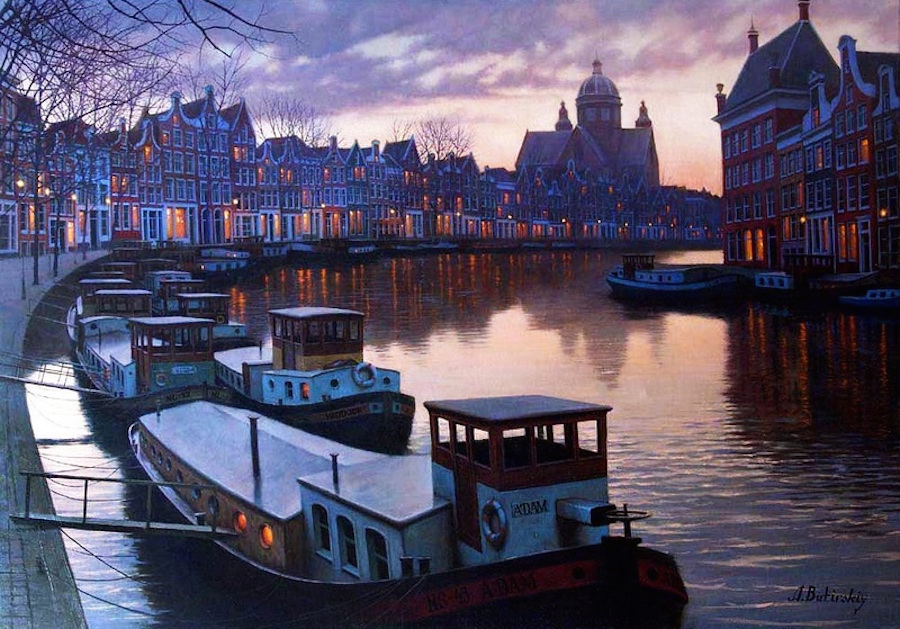 Beautiful Night Cityscapes Paintings16