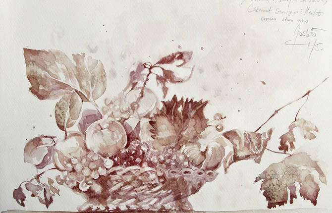 Classical Paintings Recreated with Wine