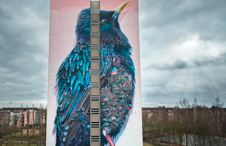 Impressive Giant Bird Mural in Berlin