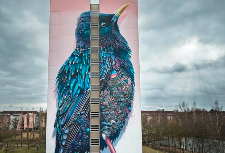 Impressive Giant Bird Mural in Berlin-2