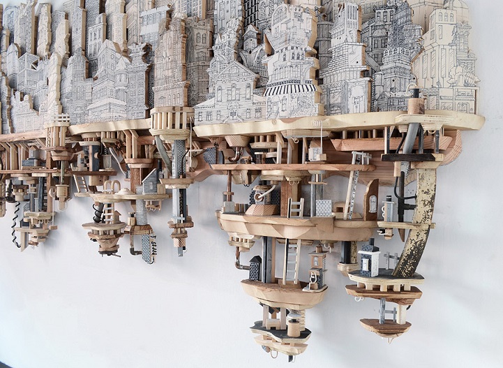 Miniature Cities Built with Carvings and Illustration 1