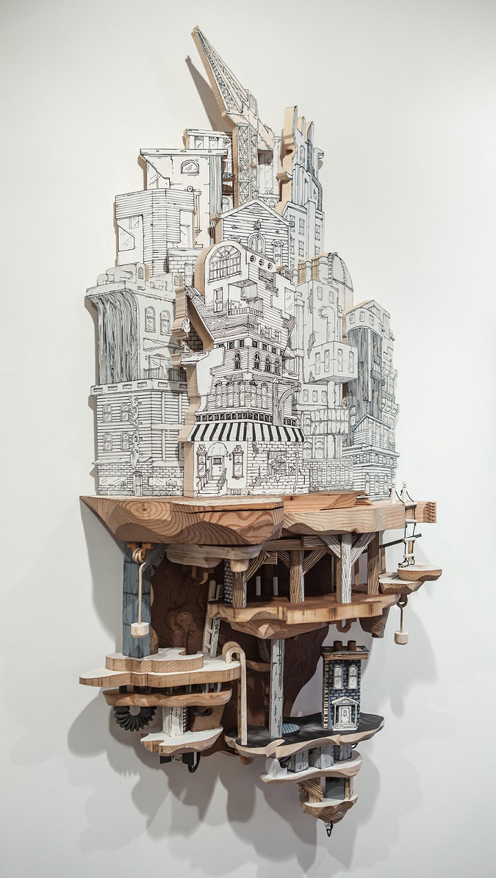 Miniature Cities Built with Carvings and Illustration 10