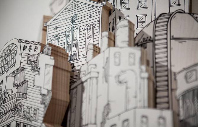 Miniature Cities Built with Carvings and Illustrations