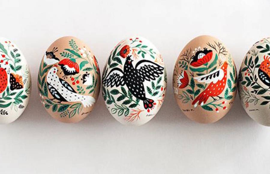 Original Birds Paintings on Easter Eggs