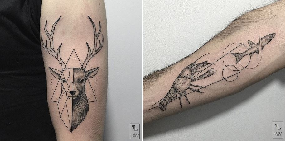 Thrilling Geometric Black and White Tattoos 1