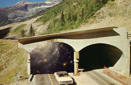 Vintage Collages of Cosmic Tunnels by Steven Quinn