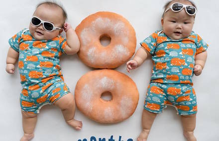 Baby Twins dressed in Cute Matching Outfits