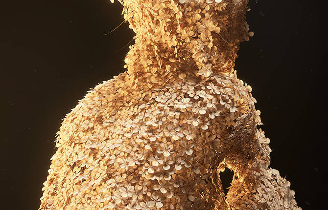 Digital Woman Sculptures Shaped by Flowers