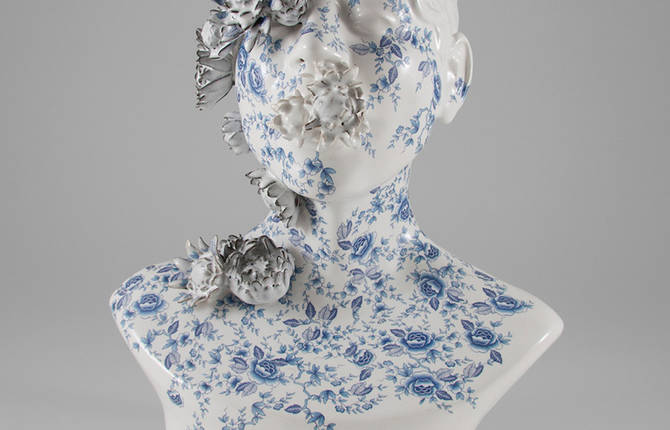 Delicate Ceramic Busts in Bloom