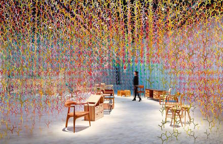 Beautiful Installation with 20 000 Suspended Colorful Branches