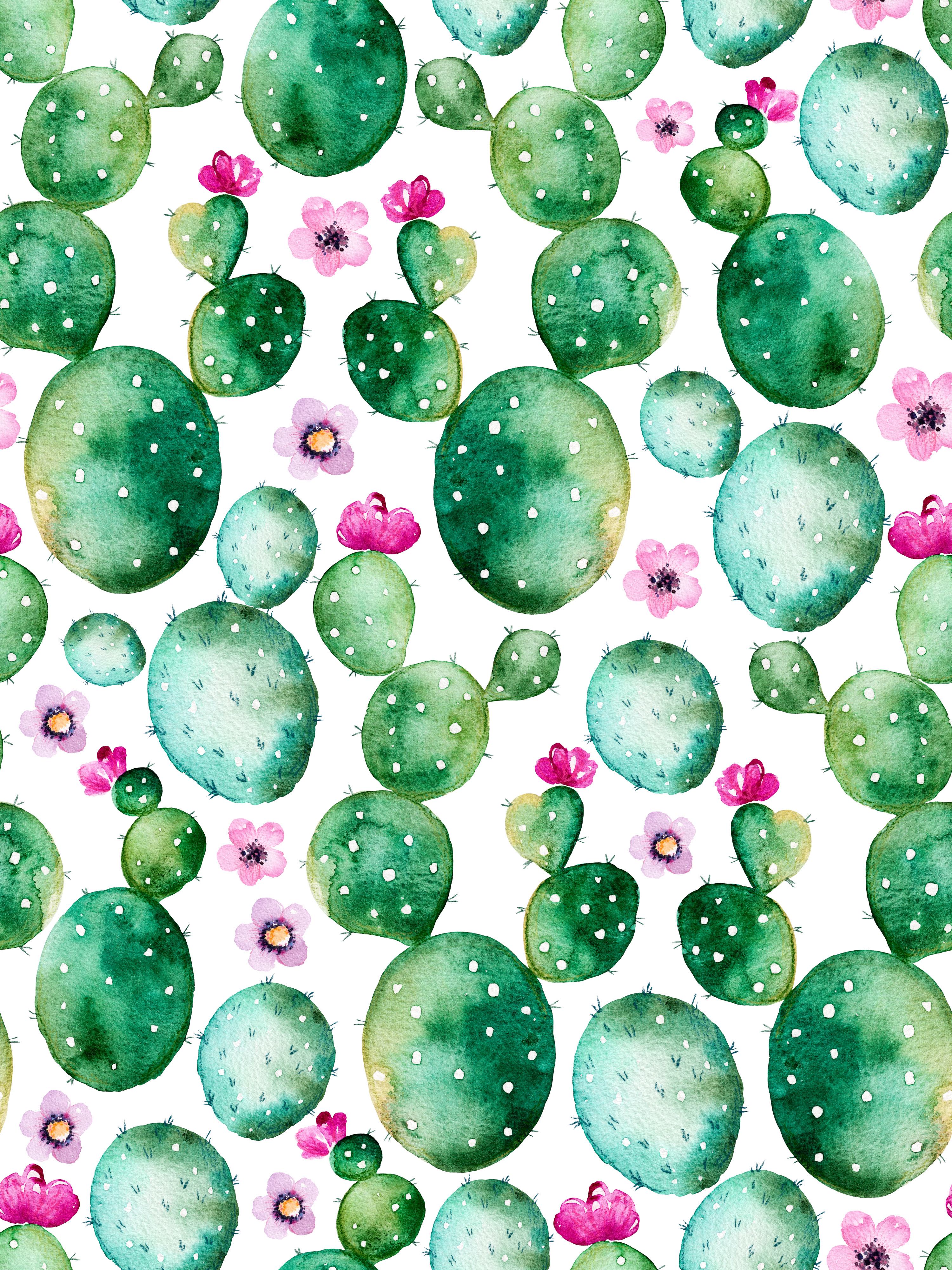 Seamless pattern with high quality hand painted watercolor cactus plants and purple flowers.Pastel colors,Perfect for your project,wedding,greeting card,photos,blogs,wallpaper,pattern,texture and more