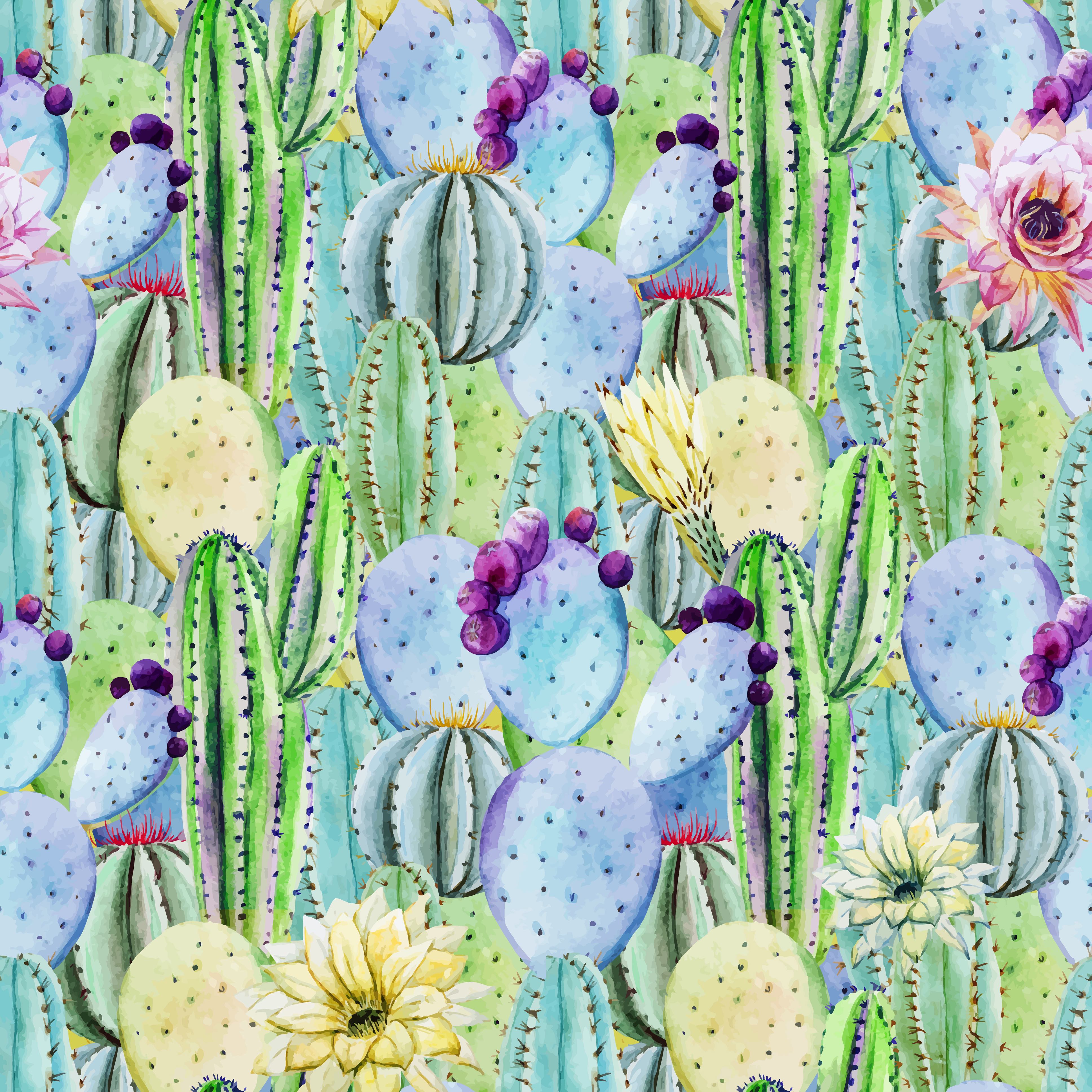 Cactus seamless patterns