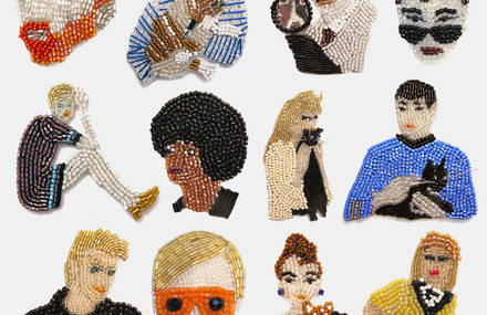 Handmade Beaded Pins of Celebrities