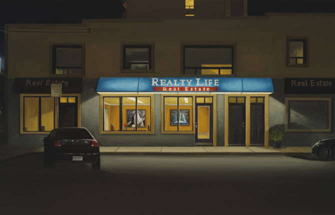 Hopper-Like Paintings of Buildings Entrances