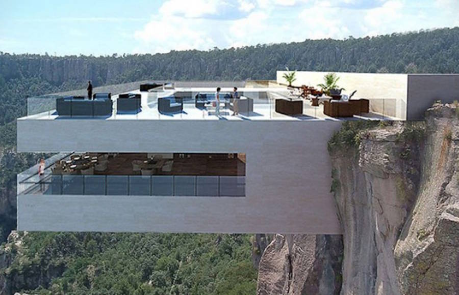 Incredibly Vertiginous Restaurant Over A Canyon in Mexico