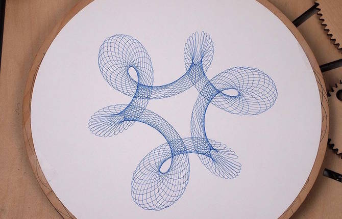 Ingenious Geometric Designs with a Wooden Drawing Machine