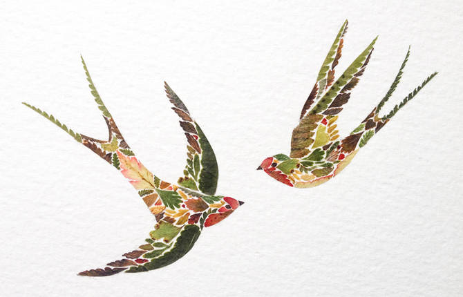 Delicate Animals Illustrations Made from Pressed Leaves