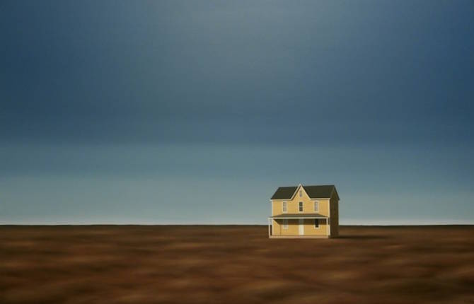 Lonely Houses in Empty Landscapes Oil Paintings