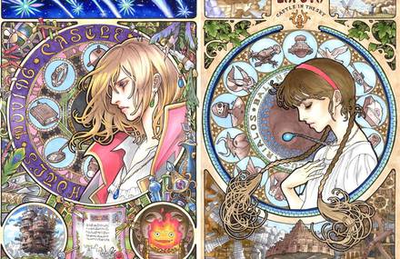 Art-Nouveau inspired Portraits of Miyazaki Characters