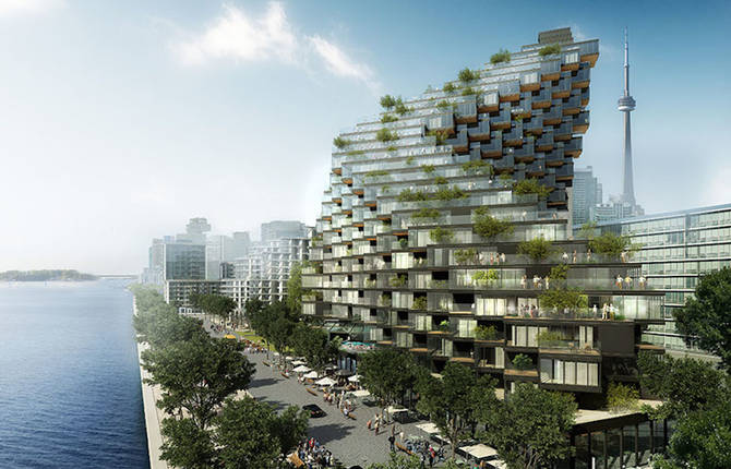 Twisted Building Filled by Terraces for Toronto’s Waterfront