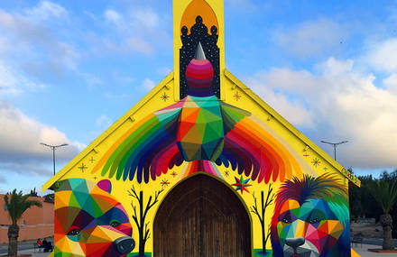 Amazing Street Art on an Abandoned Church in Morocco