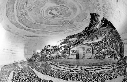 Panoramic Japanese Landscape Inside an Inflatable Dome