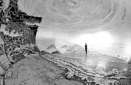 Panoramic Japanese Landscape Inside an Inflatable Dome