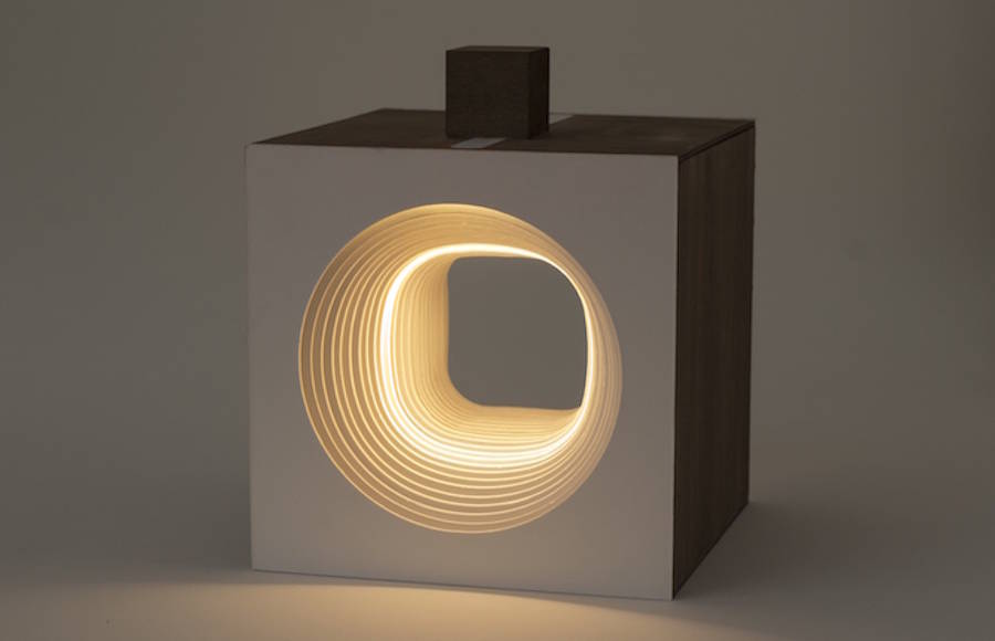 Sculptural Cube with Flowing Light