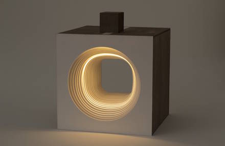 Sculptural Cube with Flowing Light