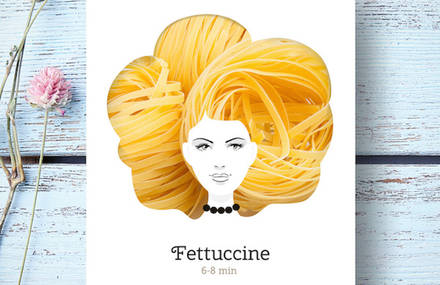 Beautiful Hairstyles shaped by Pasta Packaging