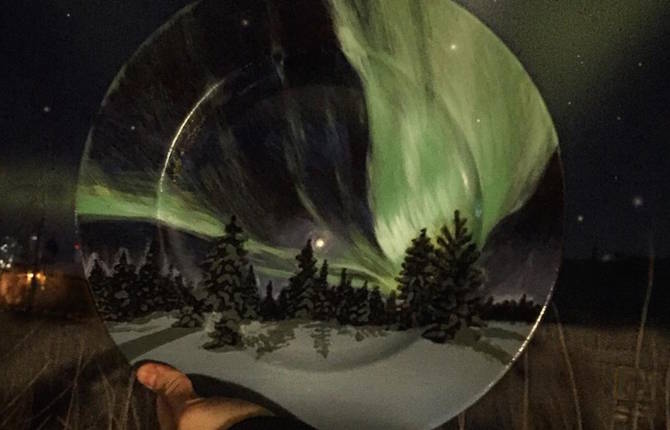 Beautiful Painted Plates Cleverly Inserted in Real Places