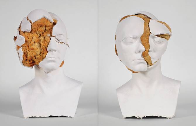 Bizarre Busts Sculptures Featuring Bread Inside