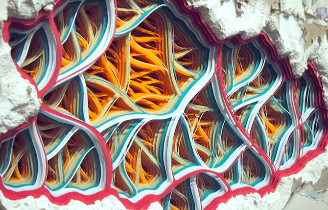 Delicate Paper Installations Using Drywall and Wallpaper