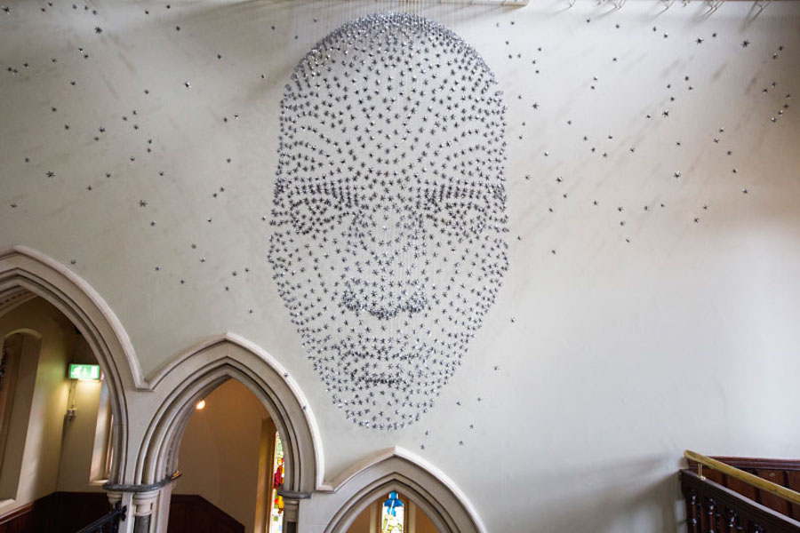 3D Face Installation Made With Metal Stars1