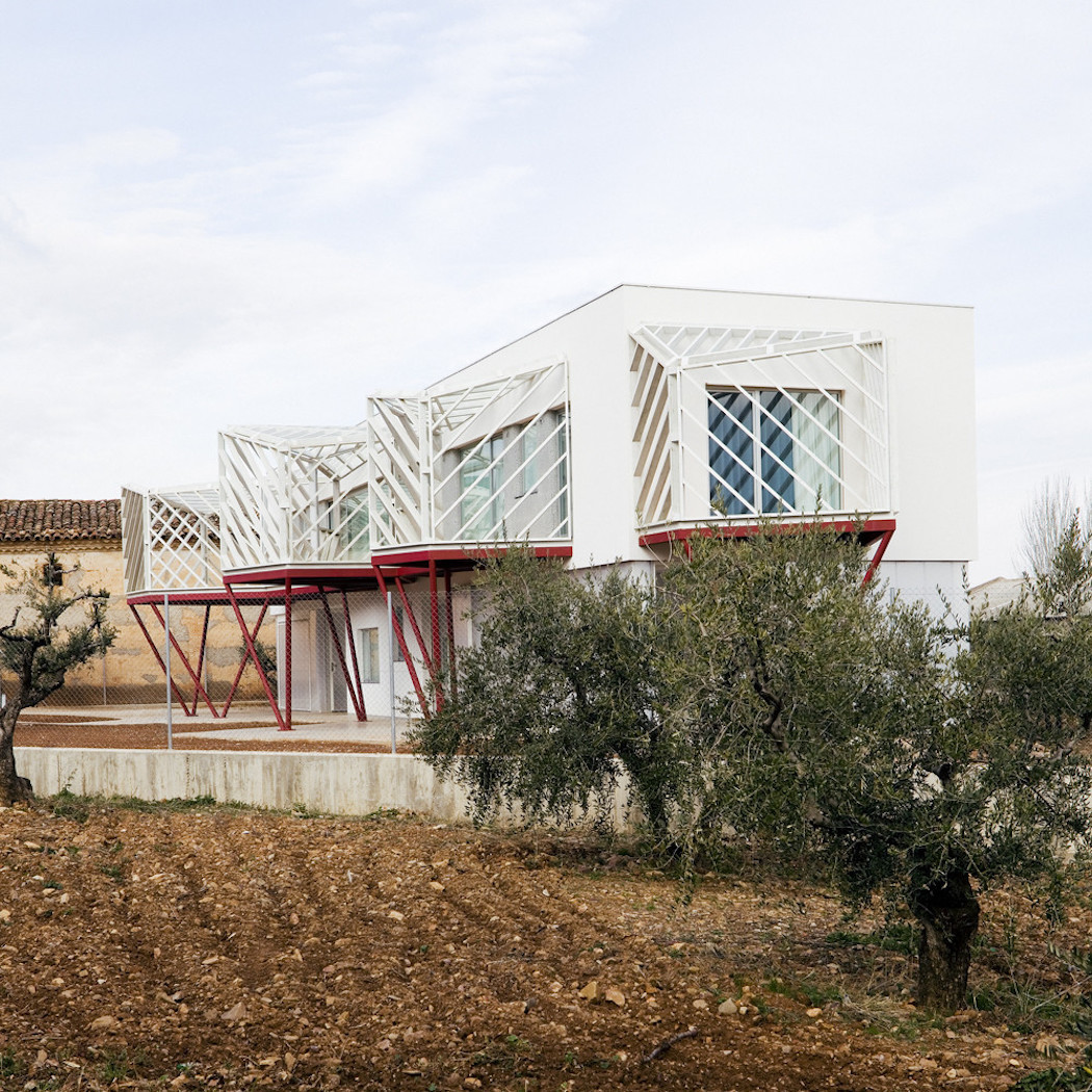 Architect House with a Geometric Balcony and Facade-2