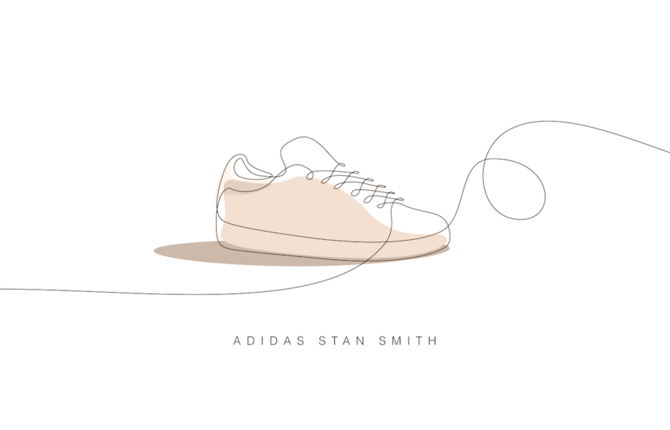 Classic Sneakers Drawn with One Line