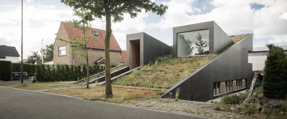 Geometric Half-Subterranean House in Belgium-0