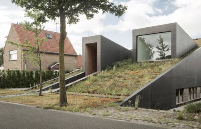 Geometric Half-Subterranean House in Belgium