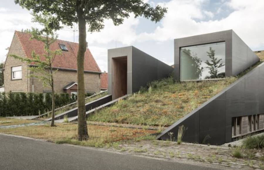 Geometric Half-Subterranean House in Belgium