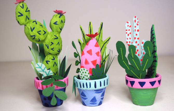 Handmade Paper Cacti by Kim Sielbeck